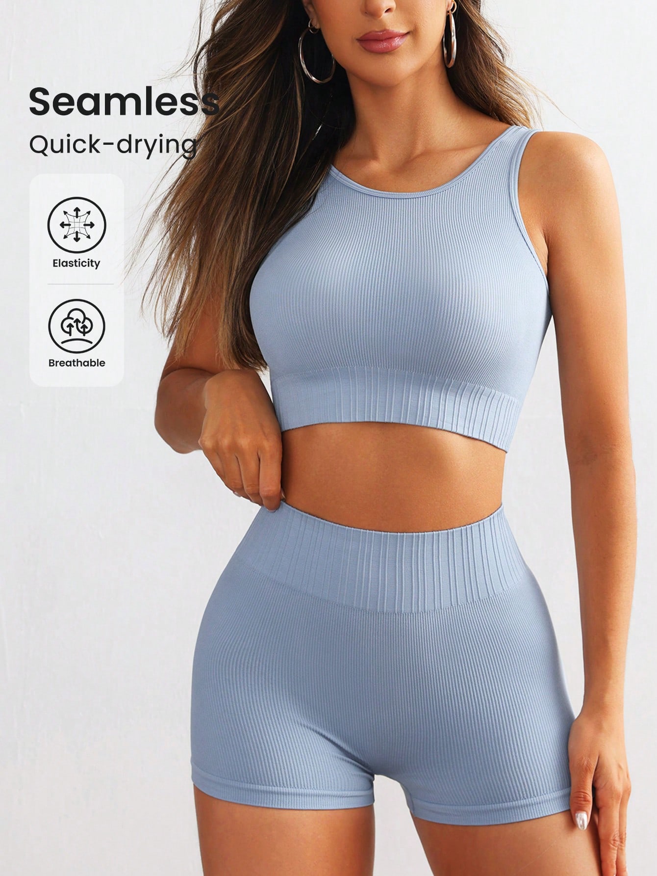 Tank Top Ribbed - Kadınlar İçin Dikişsiz Fitilli Yoga Seti